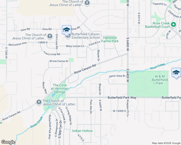 map of restaurants, bars, coffee shops, grocery stores, and more near 6673 South Desert Lily Circle in Herriman