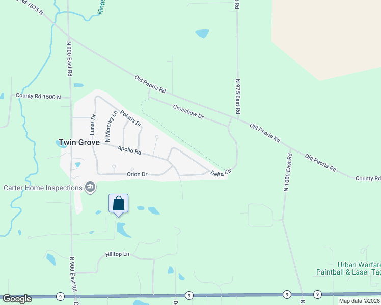 map of restaurants, bars, coffee shops, grocery stores, and more near 9560 Delta Circle in Bloomington