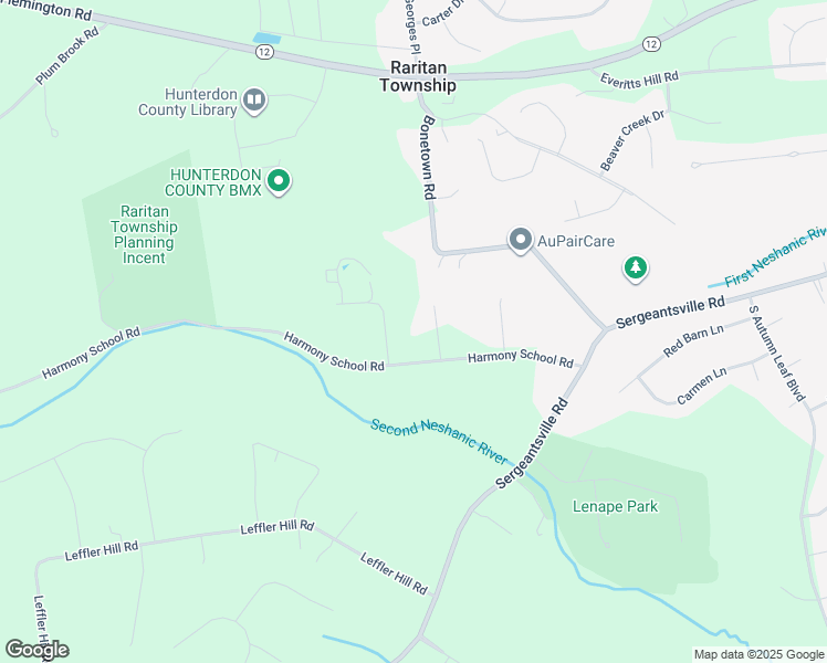 map of restaurants, bars, coffee shops, grocery stores, and more near 20 Harmony School Road in Flemington