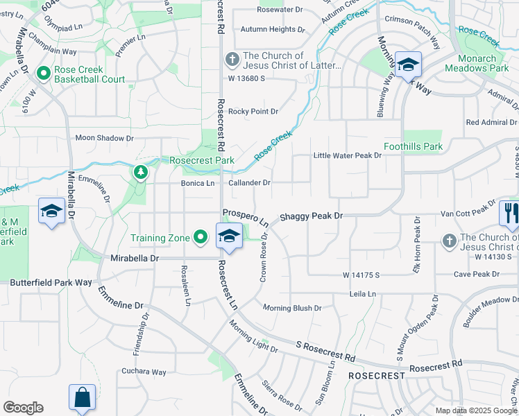map of restaurants, bars, coffee shops, grocery stores, and more near 14007 Sierra Glow Lane in Herriman