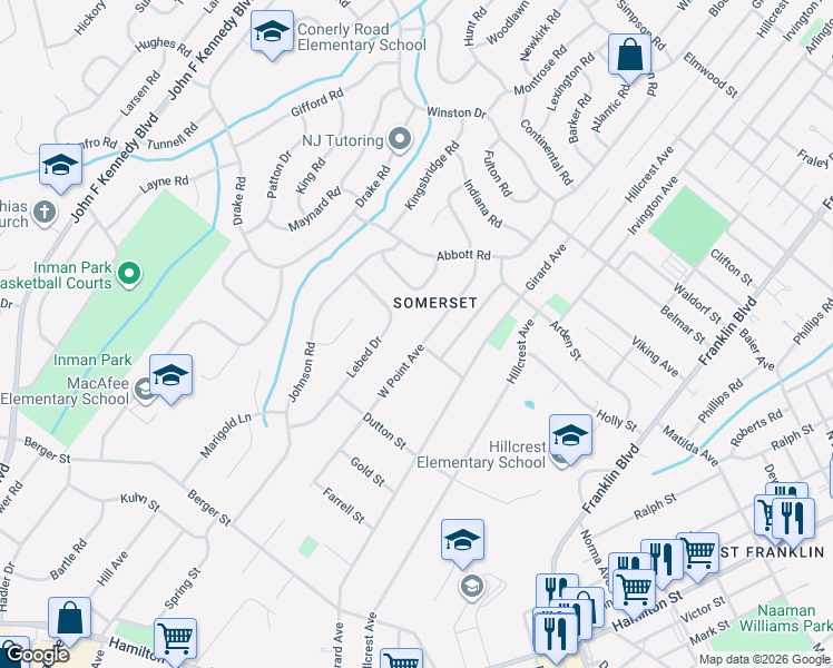 map of restaurants, bars, coffee shops, grocery stores, and more near in Franklin Township