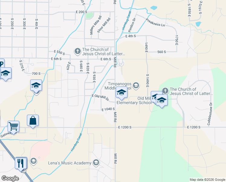 map of restaurants, bars, coffee shops, grocery stores, and more near 880 South Mill Road in Heber City