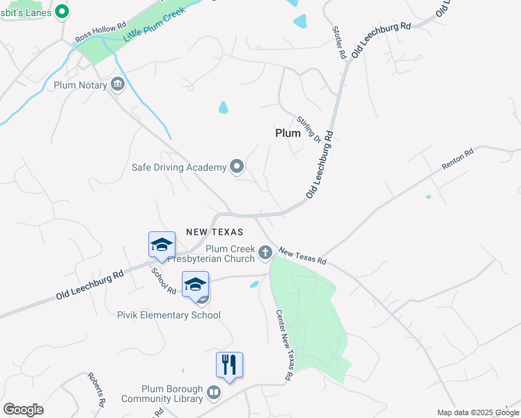 map of restaurants, bars, coffee shops, grocery stores, and more near 443 New Texas Road in Pittsburgh