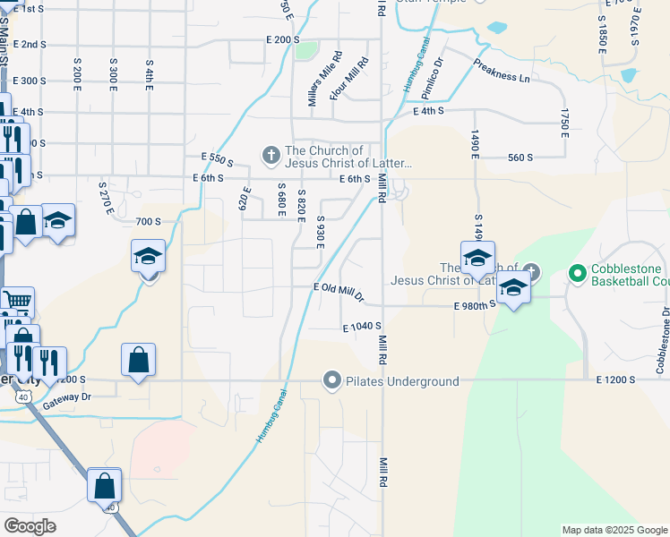 map of restaurants, bars, coffee shops, grocery stores, and more near 878 South 1050 East in Heber City