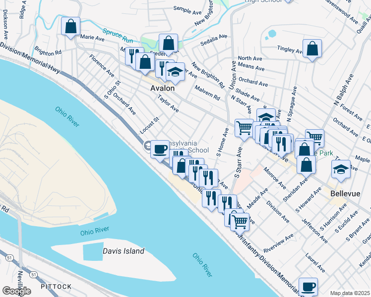 map of restaurants, bars, coffee shops, grocery stores, and more near 903 Jackman Avenue in Pittsburgh