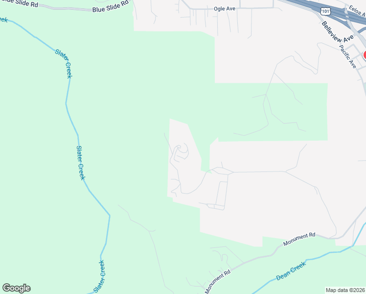 map of restaurants, bars, coffee shops, grocery stores, and more near 1150 Dinsmore Ranch Road in Rio Dell
