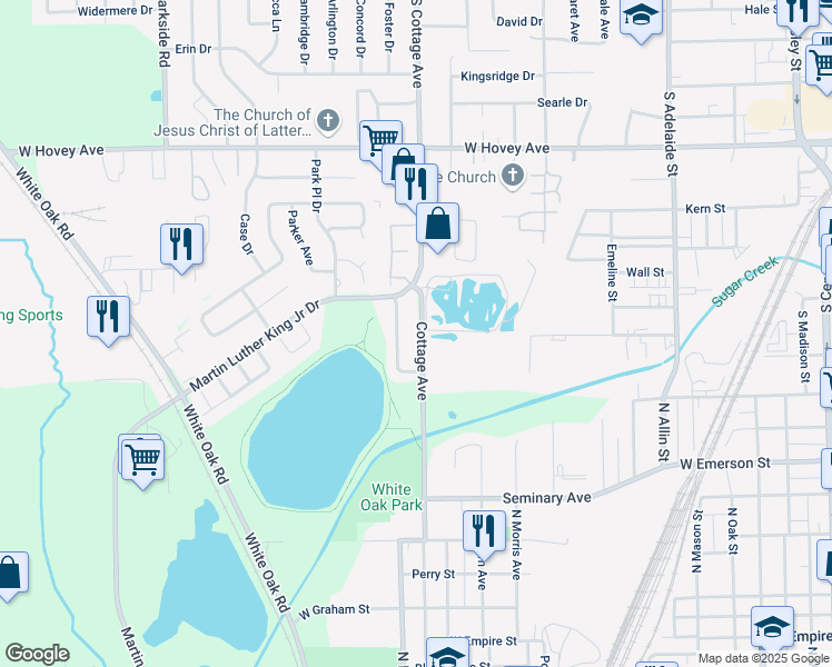 map of restaurants, bars, coffee shops, grocery stores, and more near 37 Parkshores Drive in Bloomington