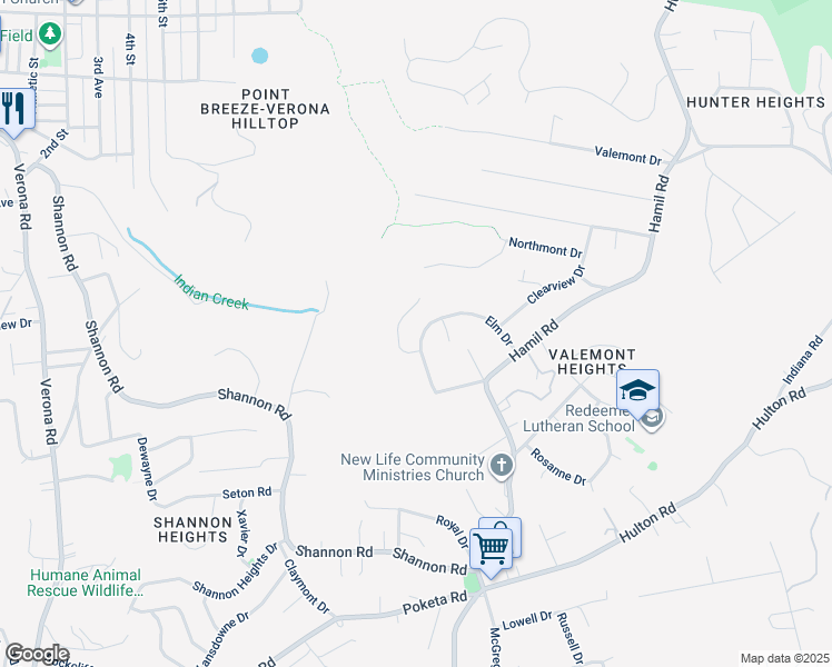 map of restaurants, bars, coffee shops, grocery stores, and more near 732 Elm Dr in Verona