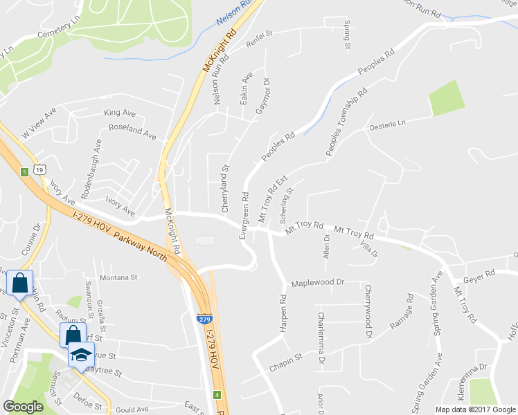 map of restaurants, bars, coffee shops, grocery stores, and more near 4617 Troy Hill Road in Pittsburgh