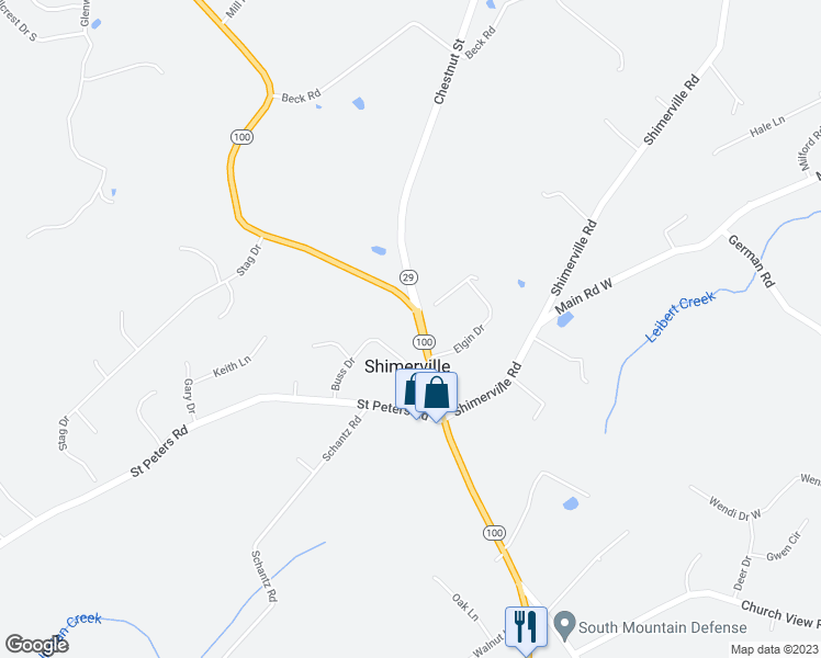 map of restaurants, bars, coffee shops, grocery stores, and more near 5190 Chestnut Street in Emmaus