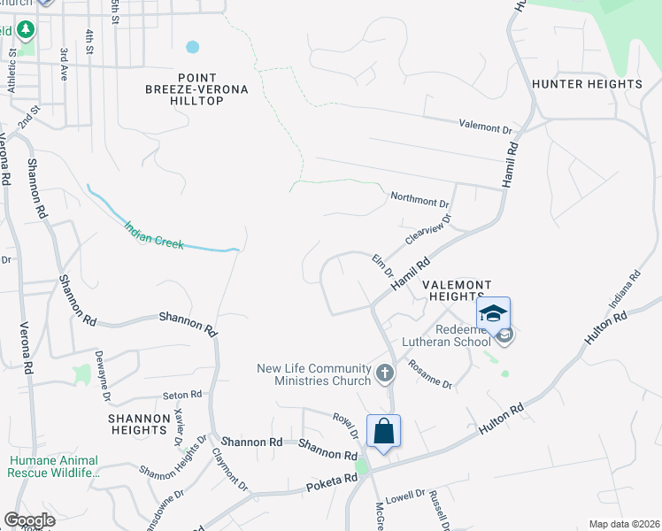 map of restaurants, bars, coffee shops, grocery stores, and more near 732 Elm Drive in Verona