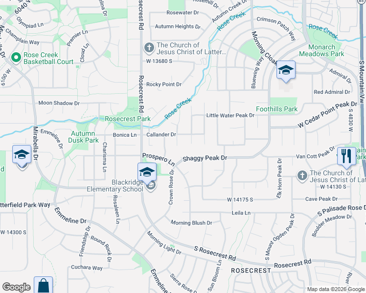 map of restaurants, bars, coffee shops, grocery stores, and more near 13986 Barneys Peak Circle in Herriman