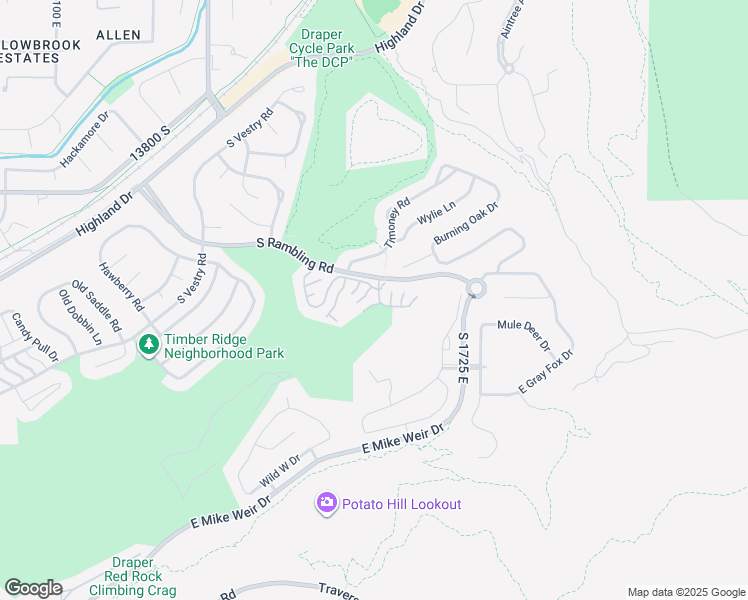 map of restaurants, bars, coffee shops, grocery stores, and more near 1602 High Oaks Ln in Draper