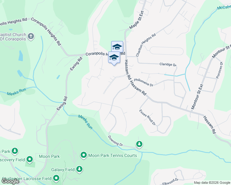 map of restaurants, bars, coffee shops, grocery stores, and more near 213 Windsor Drive in Coraopolis