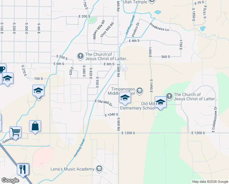 map of restaurants, bars, coffee shops, grocery stores, and more near 1145 East 850th South in Heber City