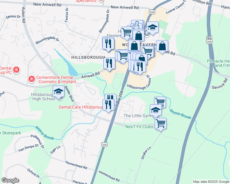 map of restaurants, bars, coffee shops, grocery stores, and more near 668 State Road in Somerset County
