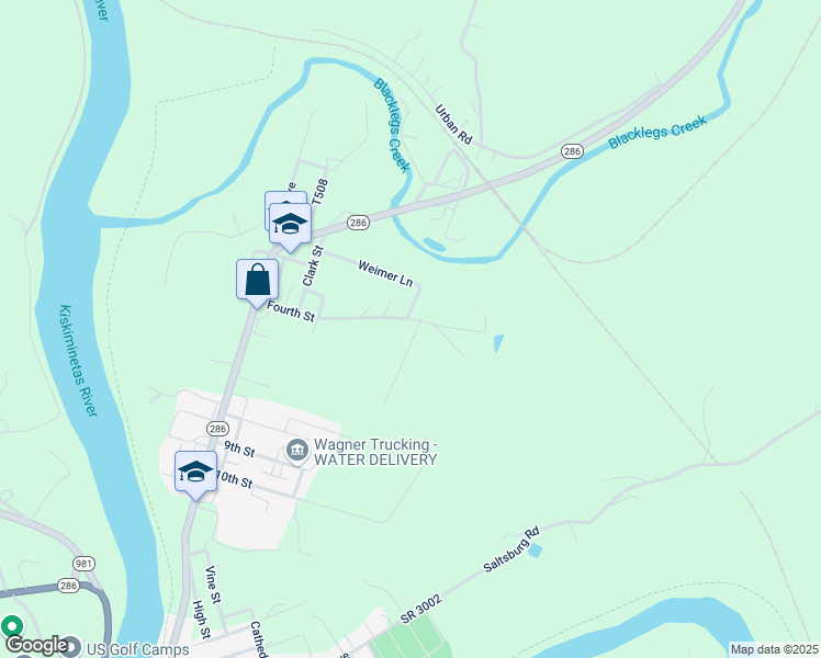 map of restaurants, bars, coffee shops, grocery stores, and more near 403 Jamison Avenue in Saltsburg