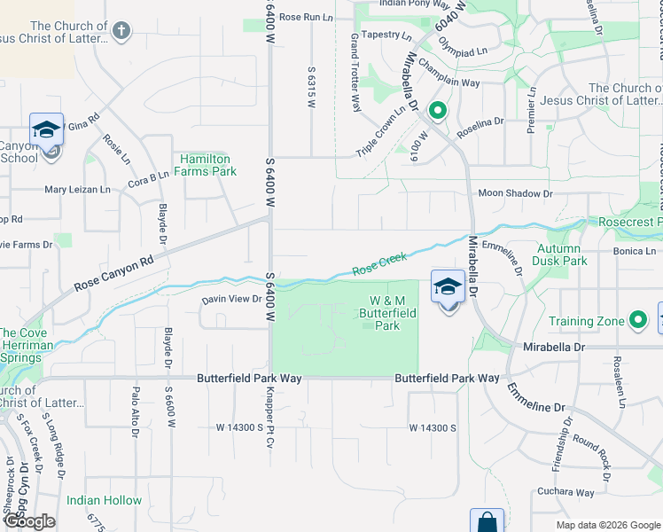 map of restaurants, bars, coffee shops, grocery stores, and more near 6317 Rodeo Way in Herriman