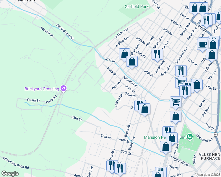 map of restaurants, bars, coffee shops, grocery stores, and more near 918 32nd Street in Altoona