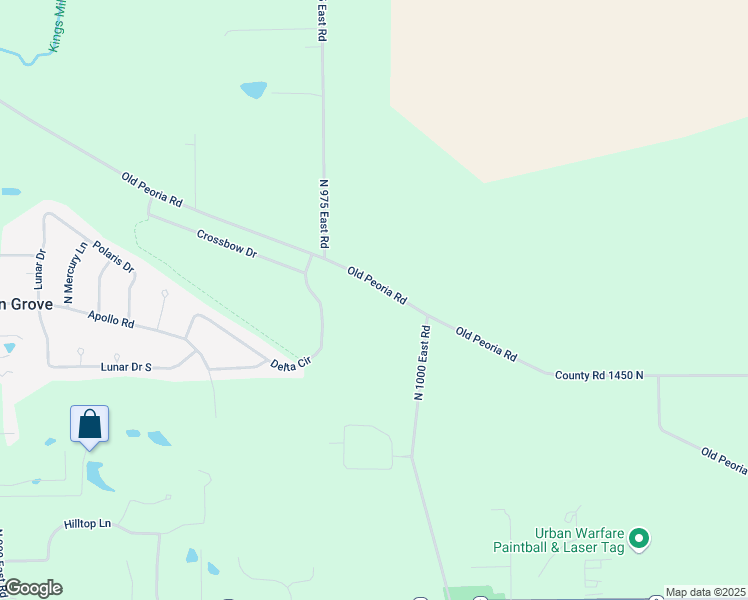 map of restaurants, bars, coffee shops, grocery stores, and more near 9893 Old Peoria Road in Bloomington