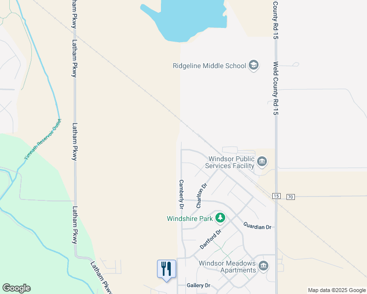 map of restaurants, bars, coffee shops, grocery stores, and more near 1675 Highfield Drive in Windsor