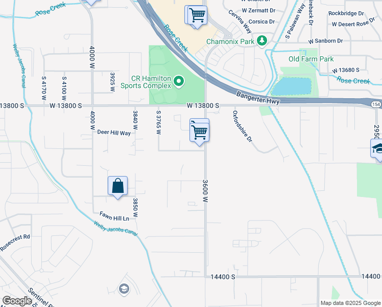 map of restaurants, bars, coffee shops, grocery stores, and more near 3643 West Wasatch Vista Drive in Bluffdale