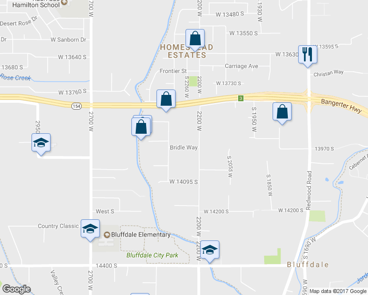 map of restaurants, bars, coffee shops, grocery stores, and more near 2268 Bridle Way in Riverton