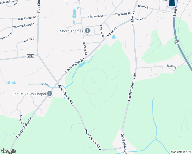 map of restaurants, bars, coffee shops, grocery stores, and more near 5500 Locust Valley Road in Coopersburg