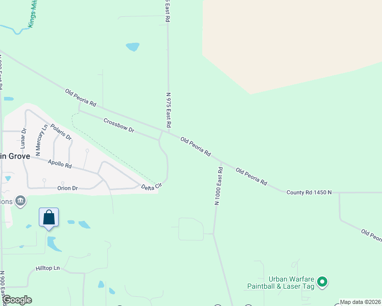 map of restaurants, bars, coffee shops, grocery stores, and more near 9750-9798 County Road 1475 North in Bloomington