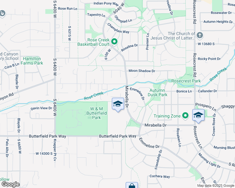 map of restaurants, bars, coffee shops, grocery stores, and more near 6037 West Desert Star Lane in Herriman