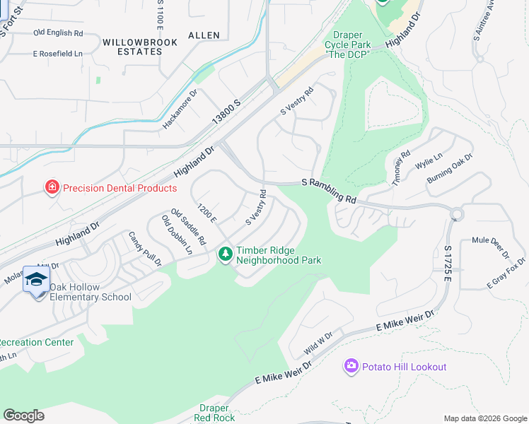 map of restaurants, bars, coffee shops, grocery stores, and more near 13966 Timber Ridge Drive in Draper