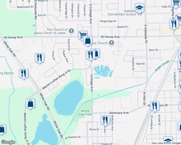 map of restaurants, bars, coffee shops, grocery stores, and more near 37 Parkshores Drive in Bloomington