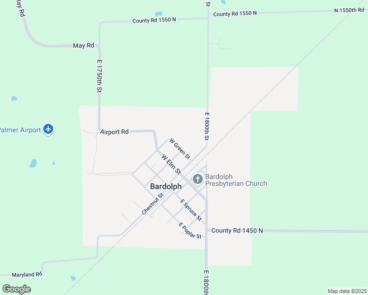 map of restaurants, bars, coffee shops, grocery stores, and more near West Green Street in Bardolph