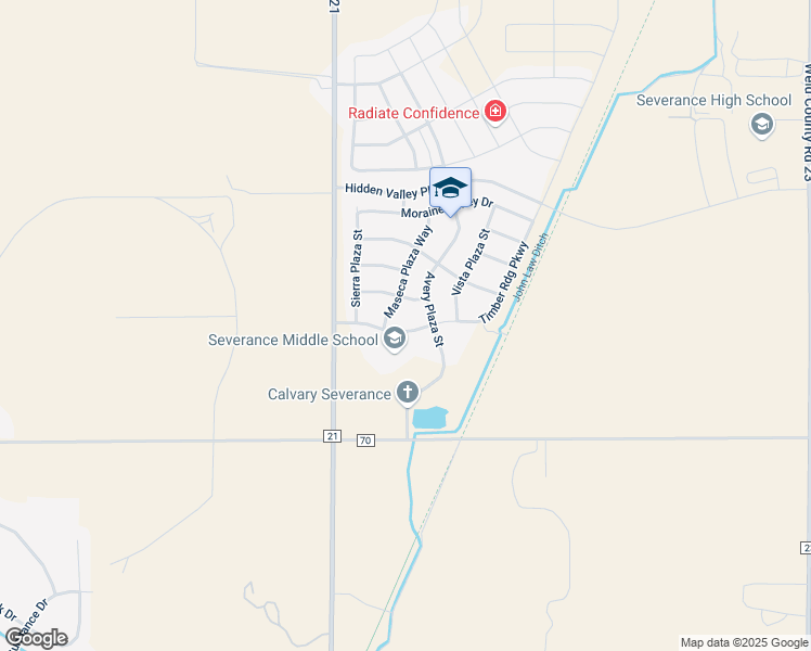 map of restaurants, bars, coffee shops, grocery stores, and more near 1813 Timber Ridge Parkway in Severance