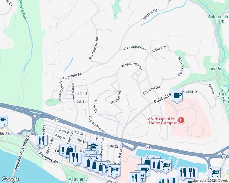 map of restaurants, bars, coffee shops, grocery stores, and more near 526 Saint James Place in Pittsburgh