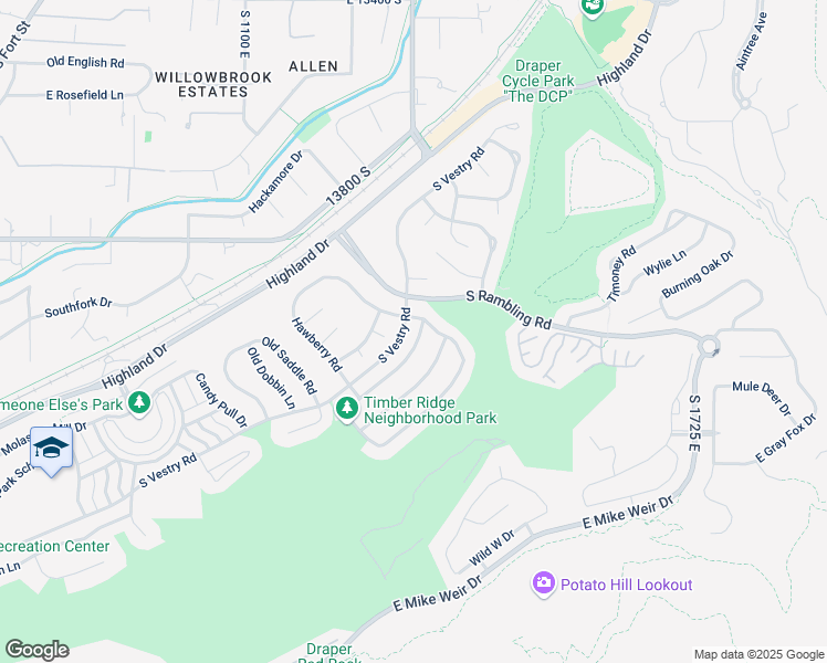 map of restaurants, bars, coffee shops, grocery stores, and more near 13946 Timber Ridge Drive in Draper