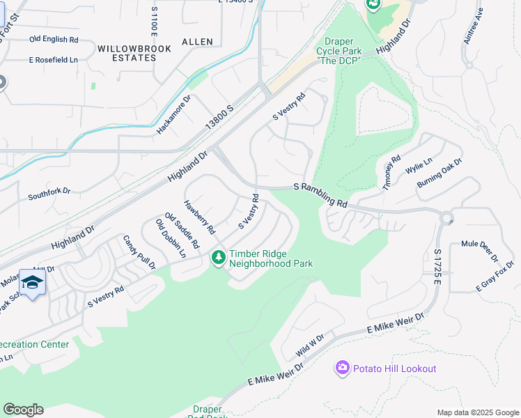 map of restaurants, bars, coffee shops, grocery stores, and more near 13946 Timber Ridge Drive in Draper