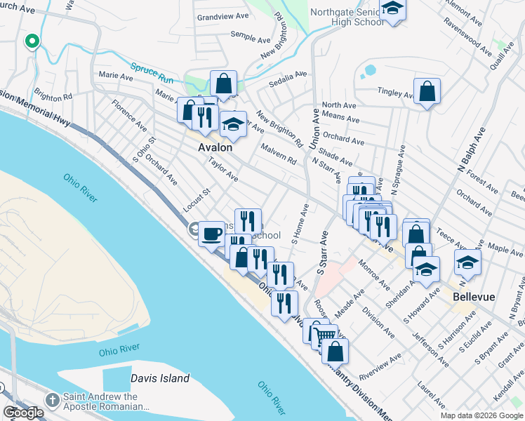 map of restaurants, bars, coffee shops, grocery stores, and more near 337 McKinley Avenue in Pittsburgh