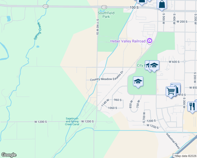 map of restaurants, bars, coffee shops, grocery stores, and more near 1134 Country Meadow Estates Drive in Heber City