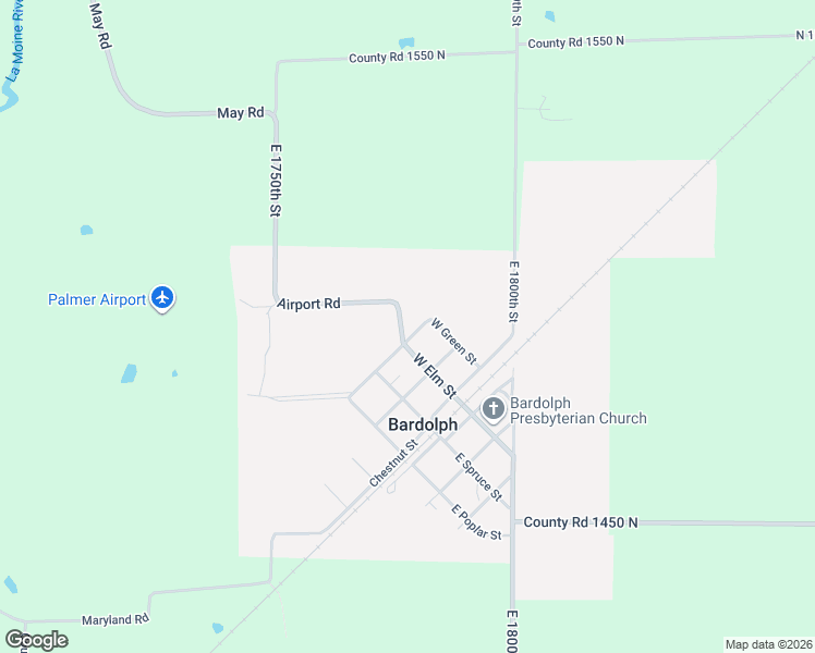 map of restaurants, bars, coffee shops, grocery stores, and more near 301-309 West Elm Street in Bardolph