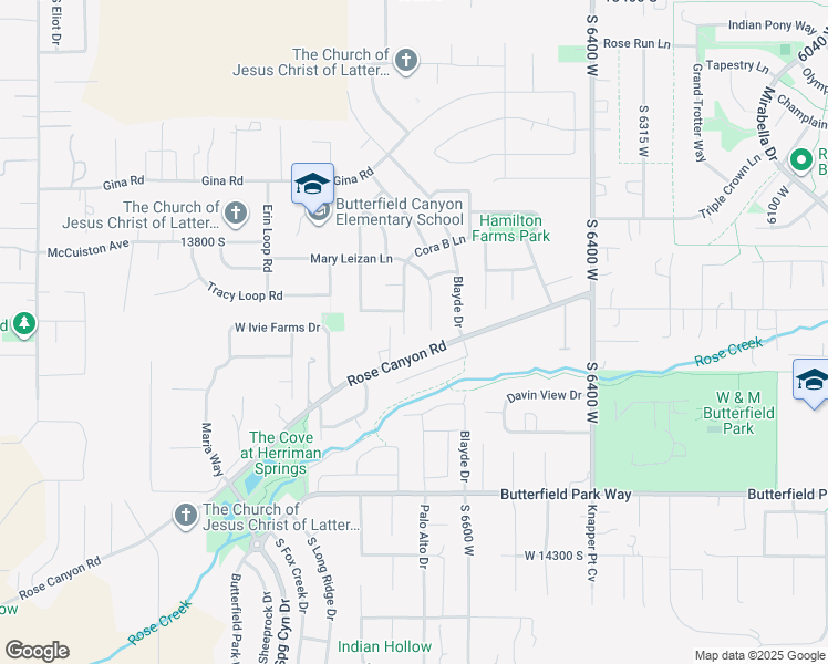 map of restaurants, bars, coffee shops, grocery stores, and more near 13947 Malissa Ann Circle in Herriman