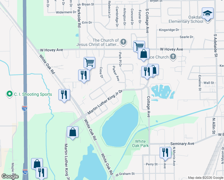 map of restaurants, bars, coffee shops, grocery stores, and more near 14 Marvin Gardens in Bloomington