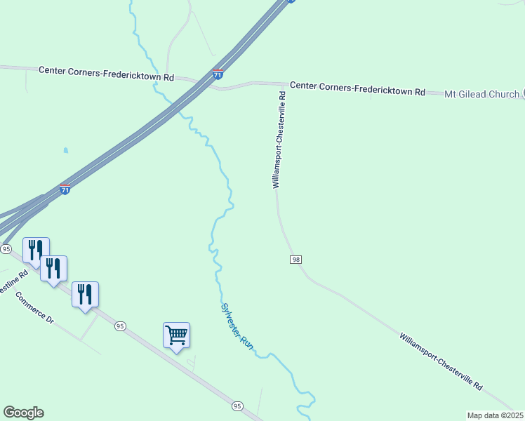 map of restaurants, bars, coffee shops, grocery stores, and more near 4014 County Road 98 in Mount Gilead