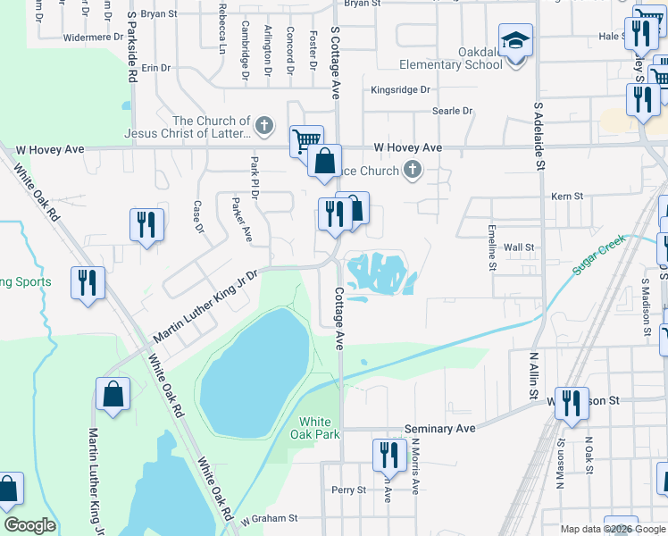 map of restaurants, bars, coffee shops, grocery stores, and more near 1908 Cottage Avenue in Bloomington