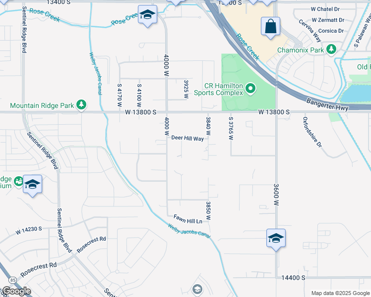 map of restaurants, bars, coffee shops, grocery stores, and more near 13921 Elk Hill Court in Bluffdale