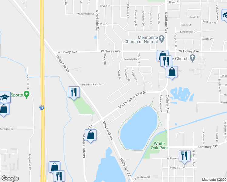 map of restaurants, bars, coffee shops, grocery stores, and more near 60 Vermont Avenue in Bloomington