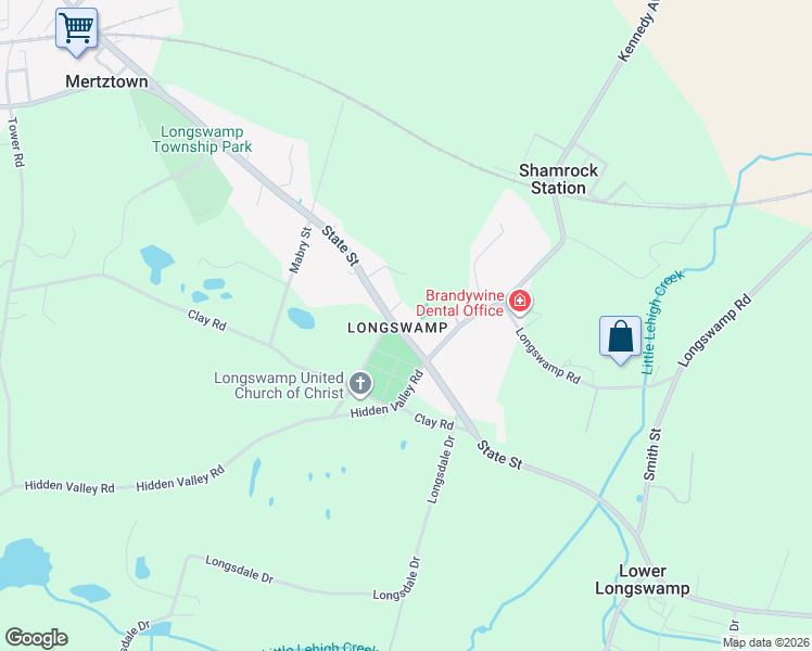 map of restaurants, bars, coffee shops, grocery stores, and more near 1303 State Street in Mertztown