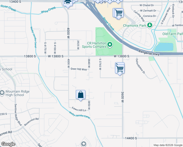 map of restaurants, bars, coffee shops, grocery stores, and more near 13933 South White Tail Cove in Bluffdale