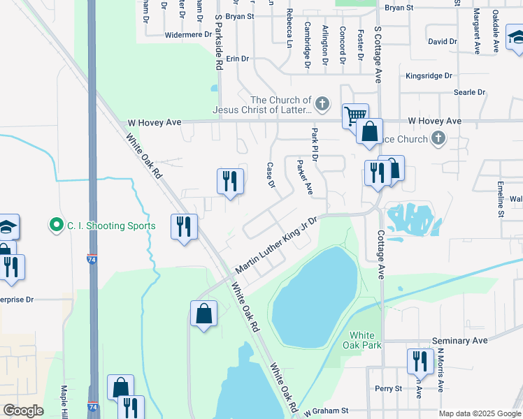 map of restaurants, bars, coffee shops, grocery stores, and more near 60 Vermont Avenue in Bloomington
