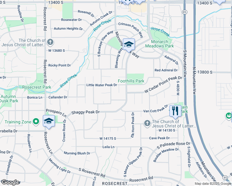map of restaurants, bars, coffee shops, grocery stores, and more near 13908 South 5180 West in Riverton